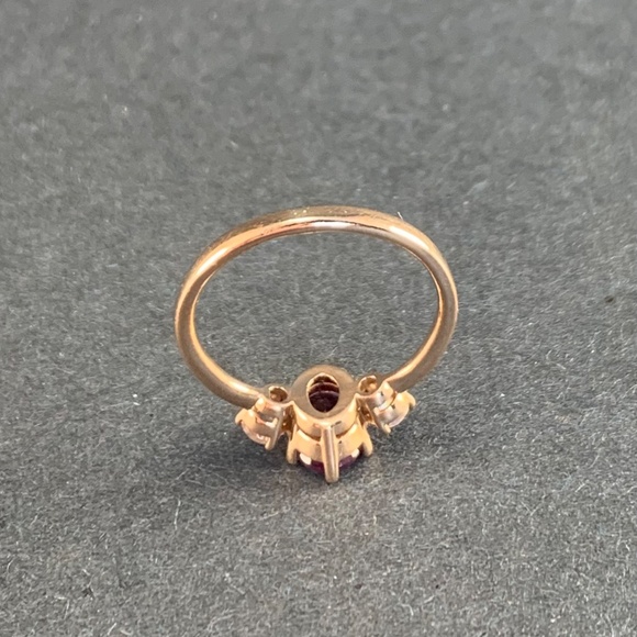 Oore 14k Solid Rose Gold Oval Alexandrite Round Moonstone Ring - Picture 6 of 8